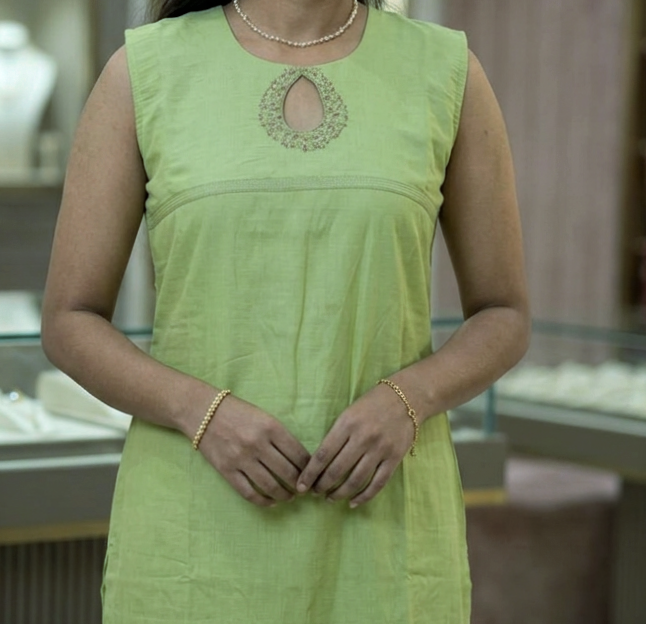 Unstitched Churidar Dress Material Set – Green – Nushio by Pulpel – view 5