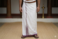 Premium Cotton Double Mundu with Maroon Kasavu Border