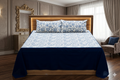 King Size Blue Floral Printed Bedsheet with 2 Pillow Covers – Elegant Cotton Blend Bed Sheet Set