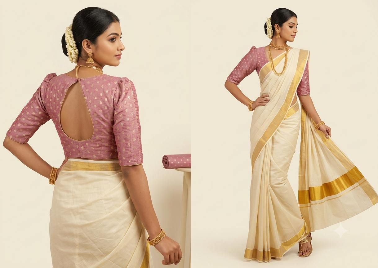 Premium Brocade Silk Fabric for Blouses & Midi Dresses – Soft Pink with Gold Floral Woven Design | 1.10m / 1.50m / 2m