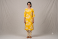 Mustard Yellow Floral Soft Cotton Dress Material Set | Top & Bottom Fabric | 44" Width