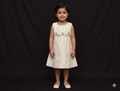 Cream Floral Embroidered Kids Frock