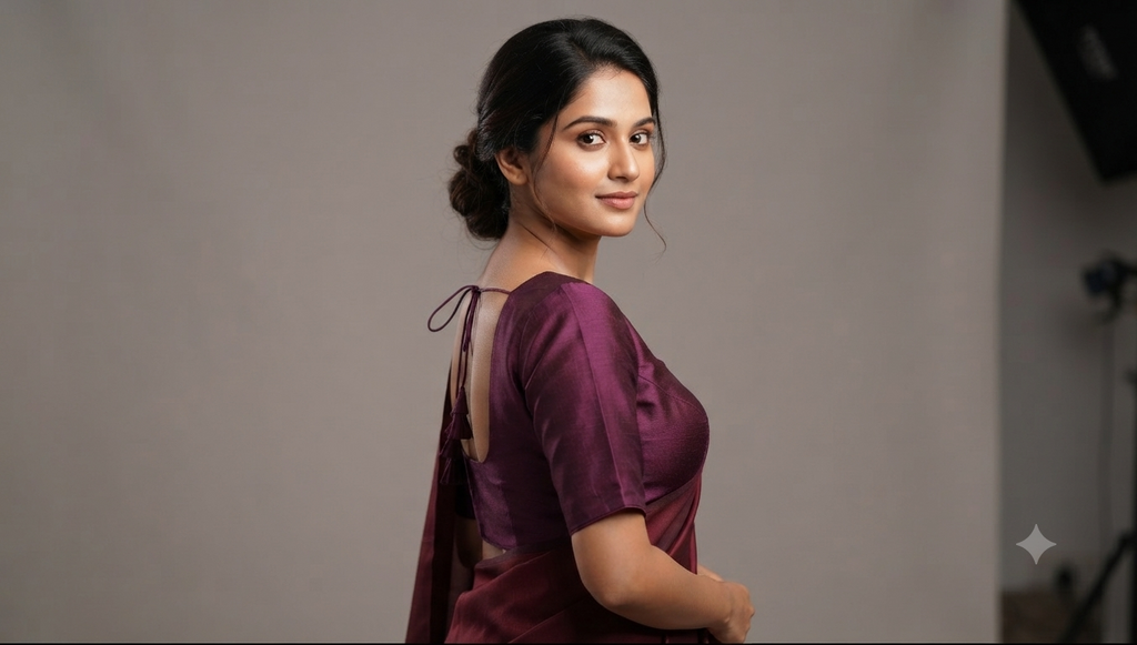 Women's Chanderi Silk Readymade Blouse – Front Open Padded Saree & Midi Blouse | Maroon