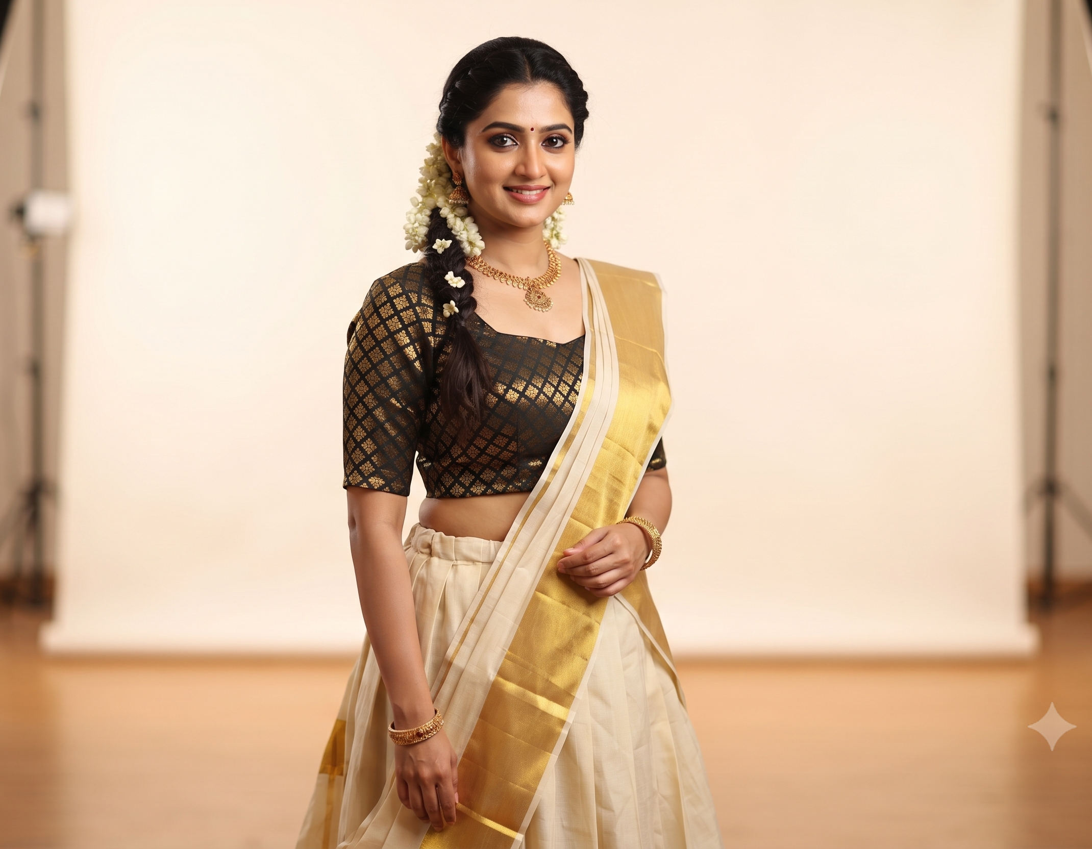 Black & Gold Chanderi Silk Readymade Blouse | Front Open Designer Saree & Midi Blouse | Puff Sleeve | Padded