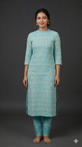 Sky Blue Crush Georgette Embroidered Dress Material Set