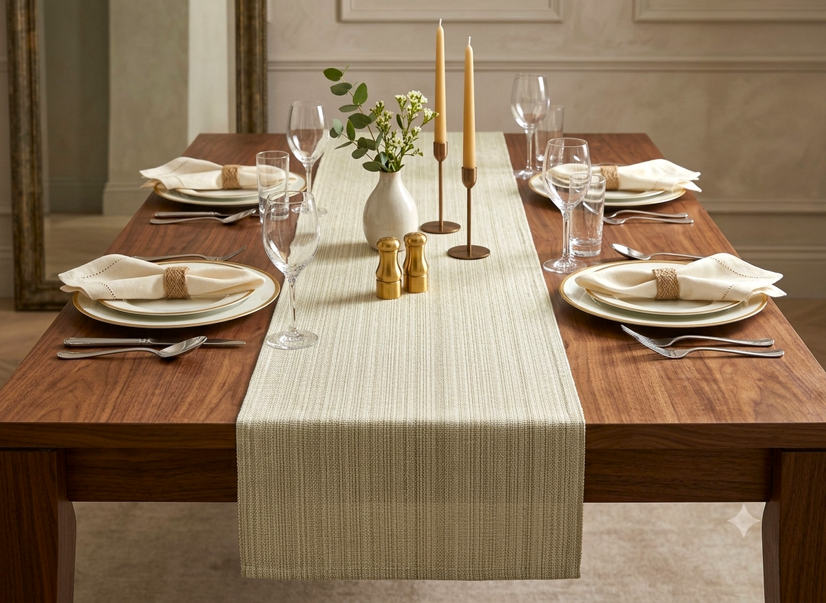 Elegant Woven Cotton Table Runner – 3 Meter x 40 cm | Dining Table Décor