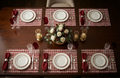 Maroon & Cream Checkered Woven Table Mat – 50 × 33 cm