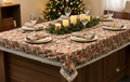 Festive Holiday Gnome Print Tablecloth with Elegant Lace Border – Nushio by Pulpel
