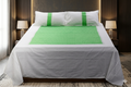 King Size White & Mint Green Cotton Bedspread Set with 2 Pillow Covers