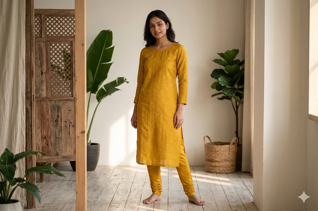 Golden Bloom Berlin Silk Dress Material Set-56"