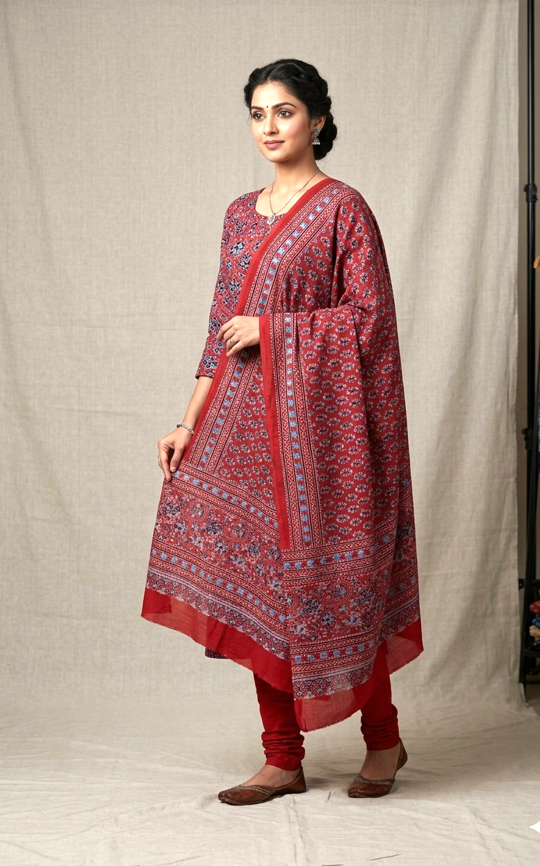 Ruby Blossom Modal Silk Churidar Material Set