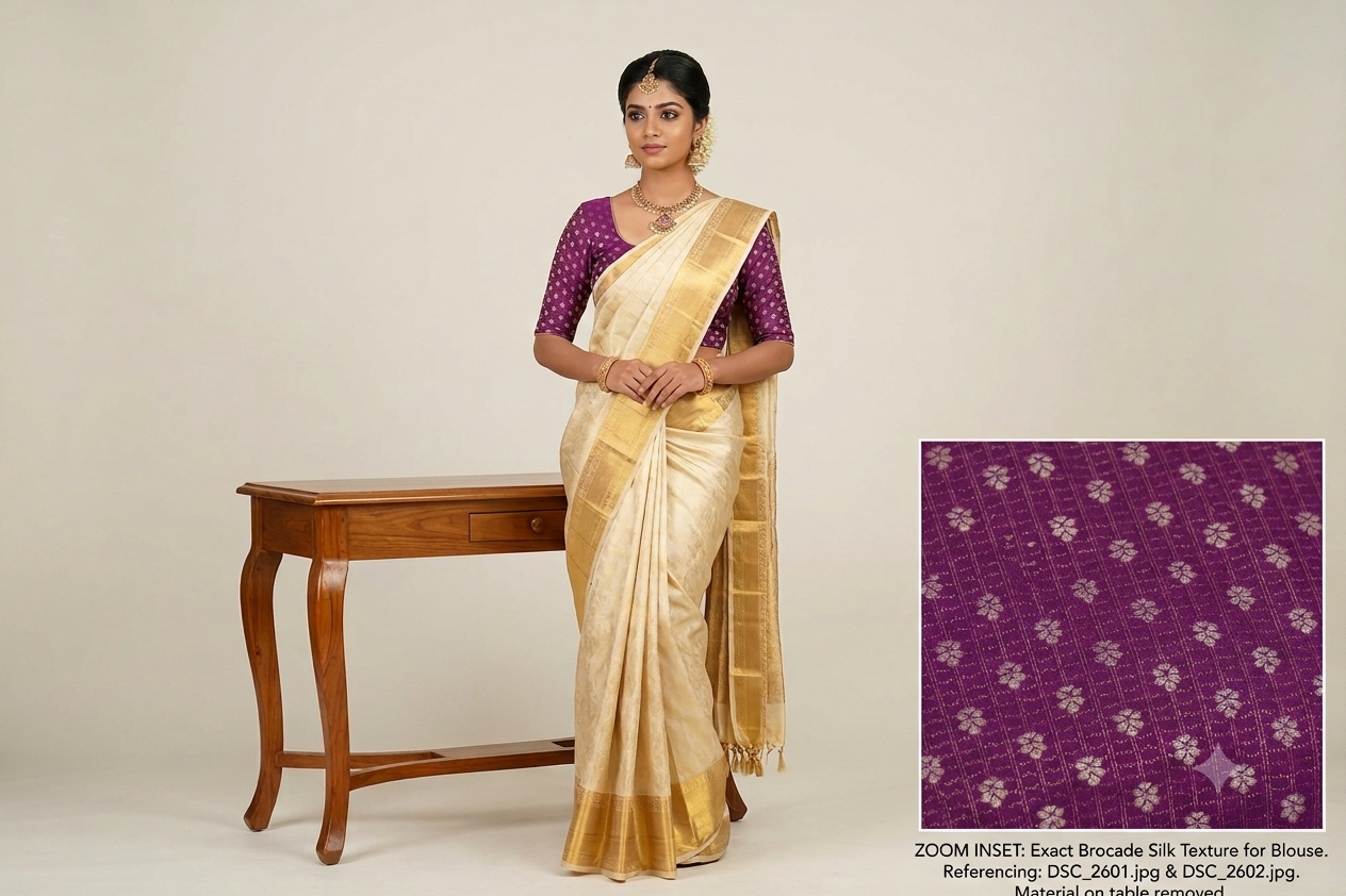 Premium Purple Brocade Silk Fabric with Floral Zari Weave – Blouse & Midi Fabric (1.10m / 1.50m / 2m)