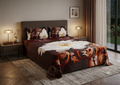 Floral Printed Double Bedspread with 2 Pillow Covers | White Daisy & Brown Leaf Design | 84 x 100 Inches