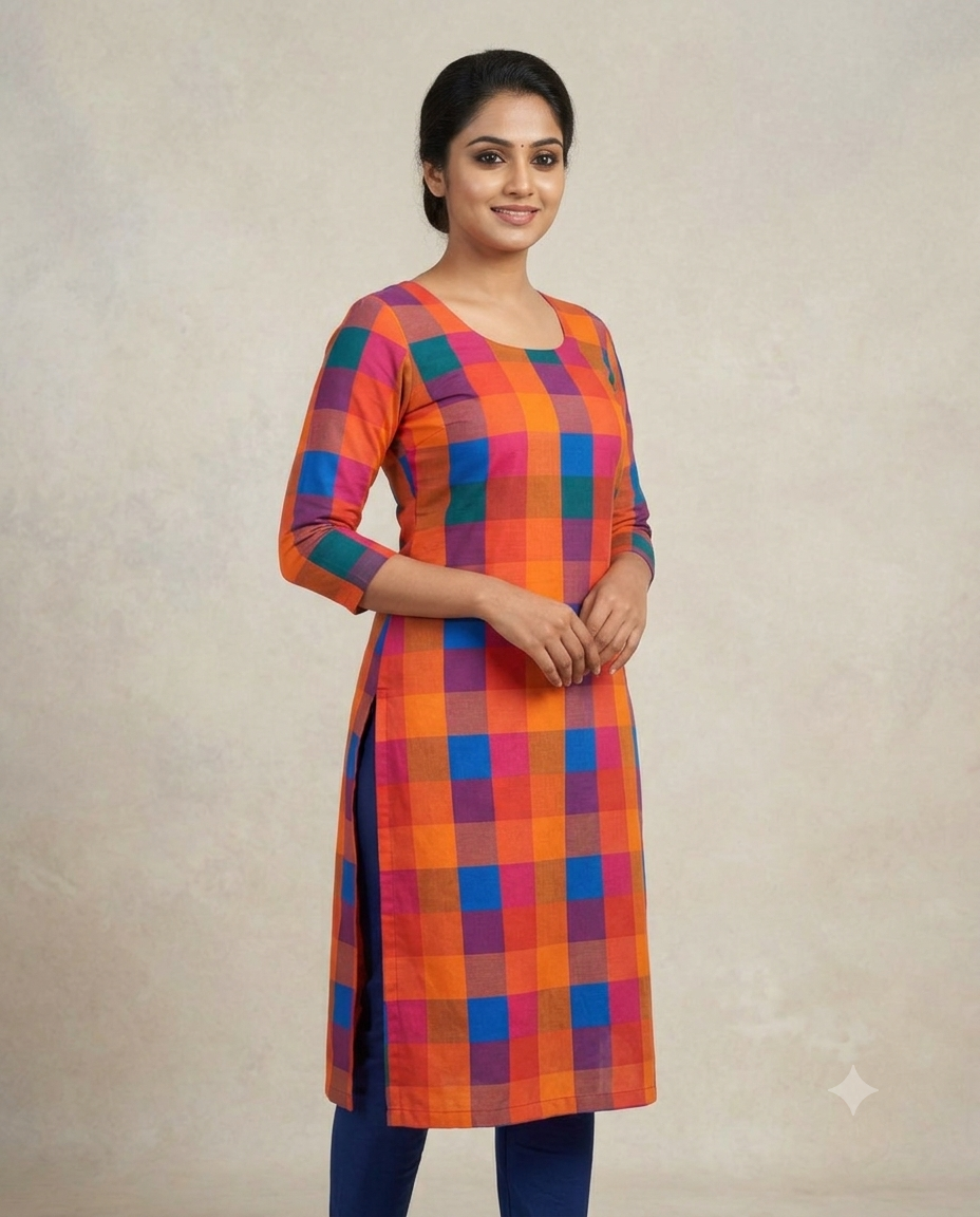 Semi Linen Madras Check Running Material – 44 Inch Width | Multicolor Checks Fabric for Ladies, Men's & Kids Wear