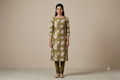 Olive Green Floral Vatican Silk Dress Material Set | Top & Bottom | 56''Width