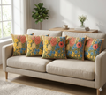 Rust Floral Garden Cushion Cover Set of 5 – 16x16 Inches Decorative Throw Pillow Covers