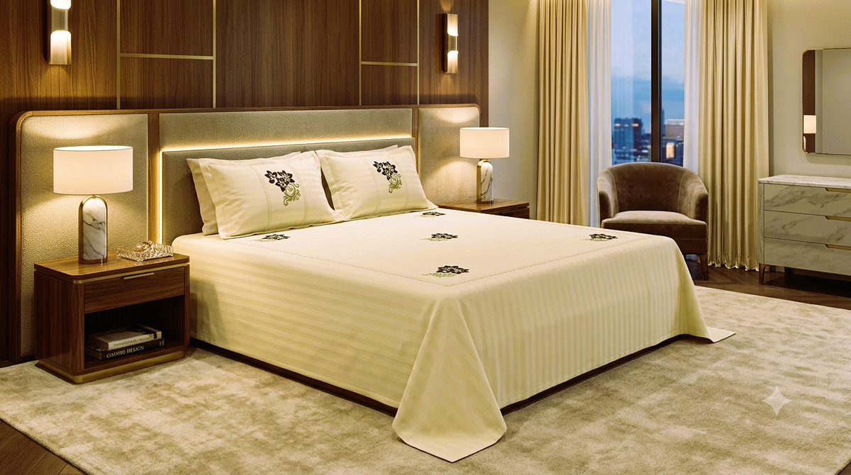 Cotton Blend Floral Embroidered Bedspread – 96 × 120 Inches