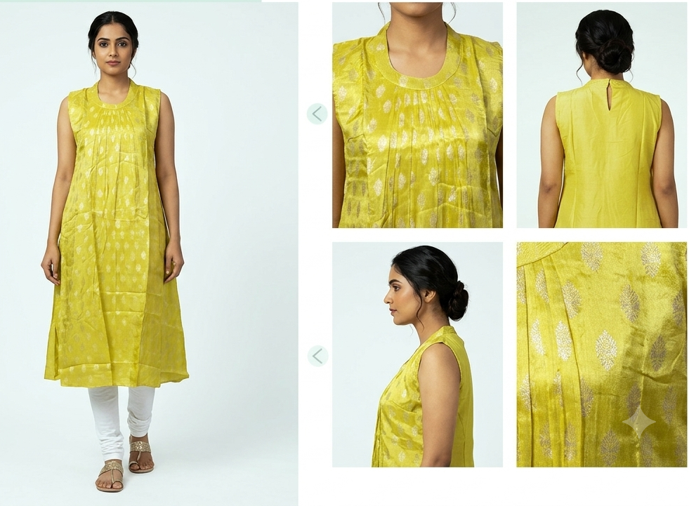 Women's Jacquard Churidar Top Only with Sleeve Material – | Round Neck Ethnic Kurti