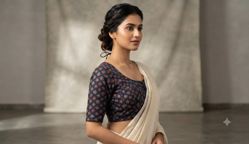 Women's Chanderi Silk Readymade Saree Blouse  Printed Designer Blouse for Sarees &amp; Midi | Half Sleeve
