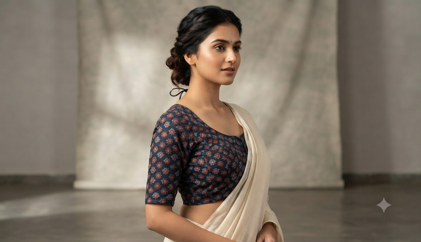 Women's Chanderi Silk Readymade Saree Blouse  Printed Designer Blouse for Sarees &amp; Midi | Half Sleeve