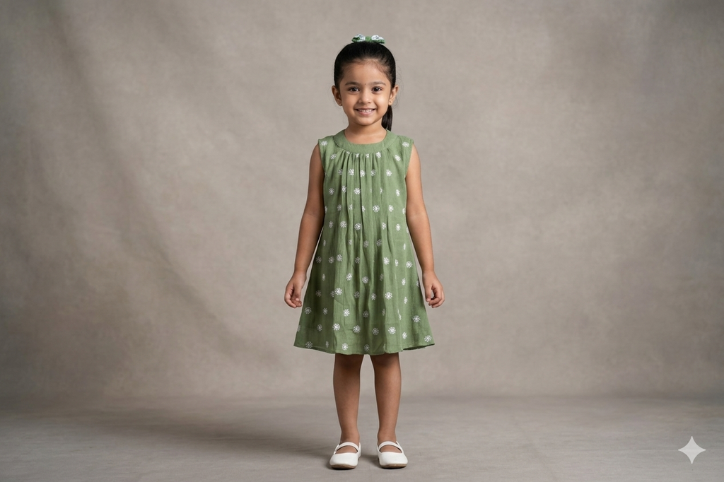 Floral Print Girls Sleeveless Frock