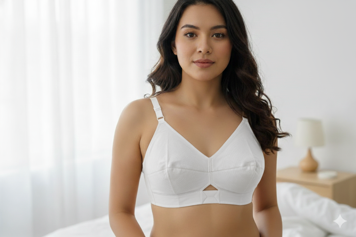 Fit Non-Wired Cotton Bra Set of 2 (Beige & White) - View 3 - Cotton - Nushio