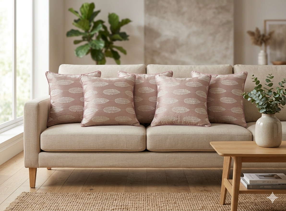 16x16 Inch Feather Design Cushion Covers Set of 5 - Main Product Image - Nushio