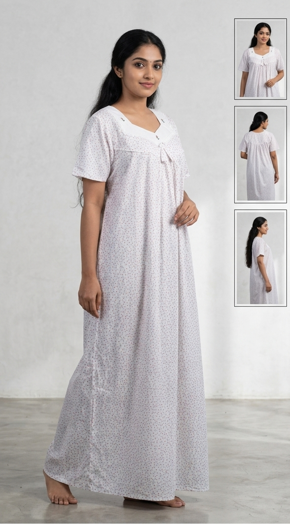 Women's Printed Nighty – Full Length Comfortable Sleepwear