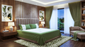 Green Cotton Bedspread with White Floral Panel – 96 × 112 Inches