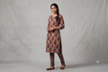 Soft Cotton Floral Dress Material Set – Beige & Magenta | Top & Bottom Fabric