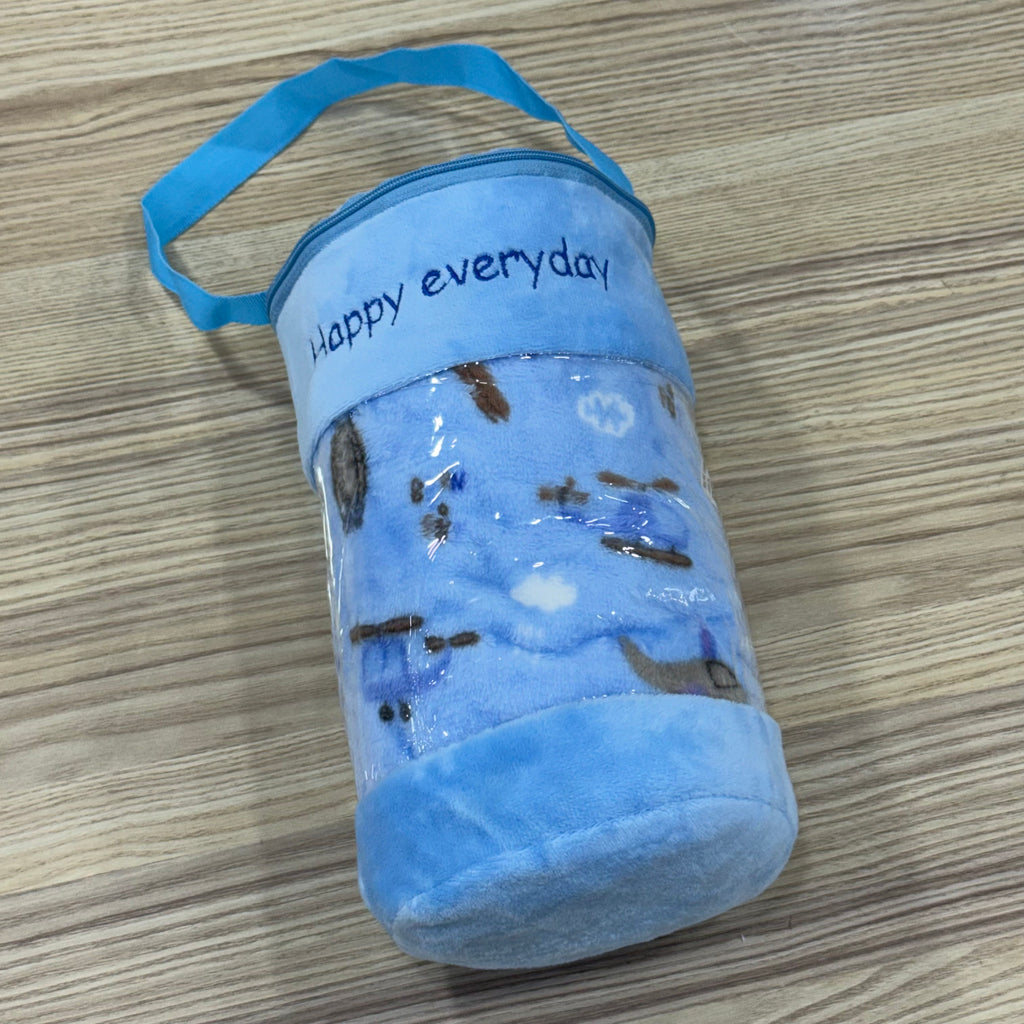 Ultra-Soft Imported Airplane Print Baby Blanket with Carrying Case (1m x 7cm)