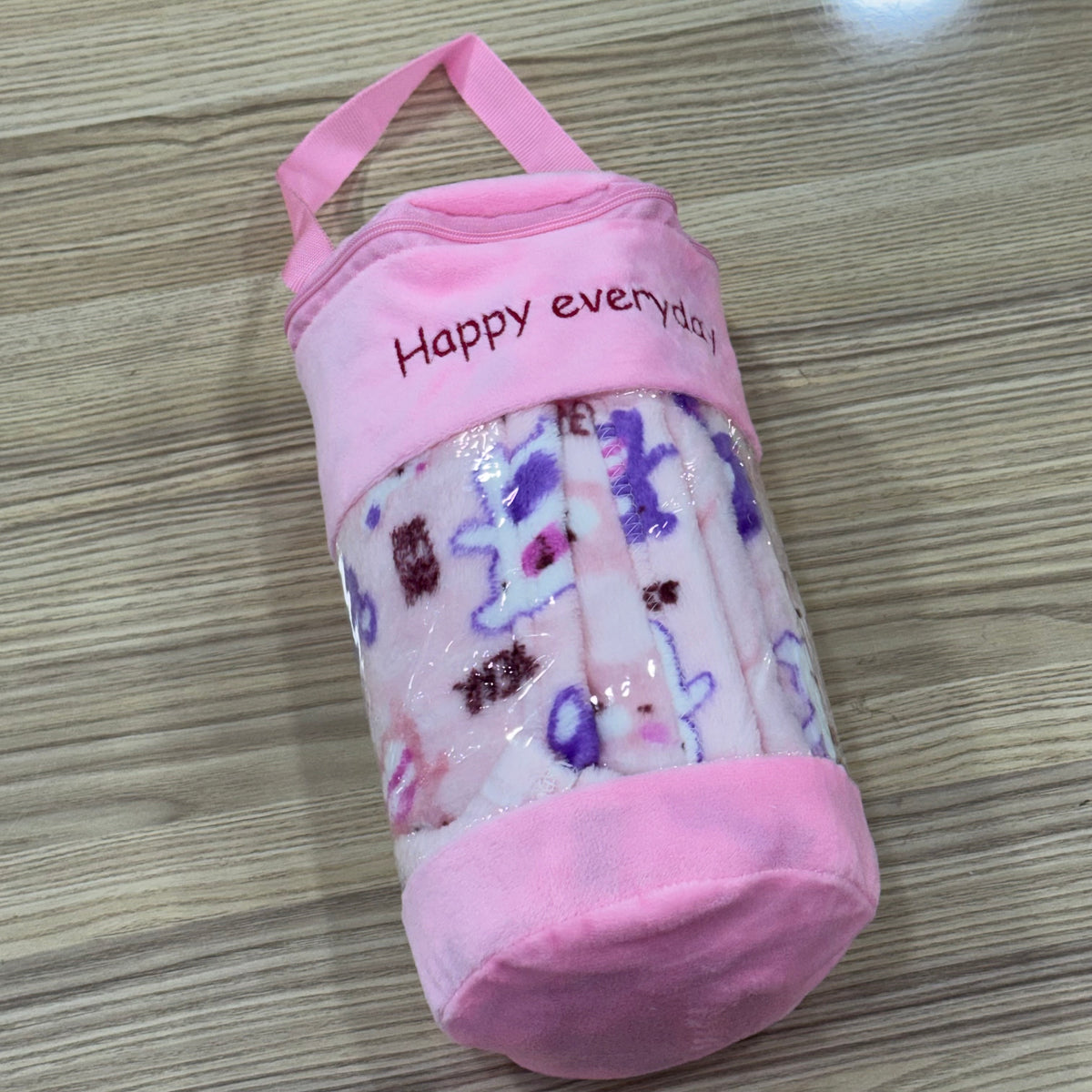 Ultra-Soft Plush Pink Teddy Bear Baby Blanket with Portable Travel Carrying Case