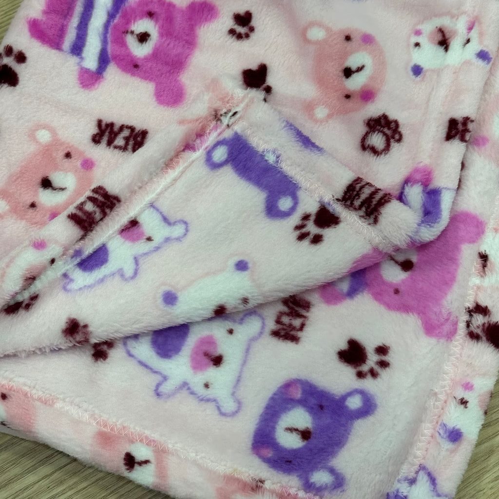 Ultra-Soft Plush Pink Teddy Bear Baby Blanket with Portable Travel Carrying Case
