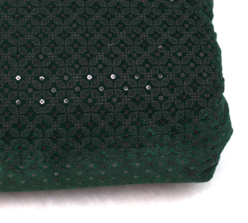 Luxury Dark Green Velvet Work Dress Material – 44 Inch Width-Length: 3 Meters - Main Product Image - Nushio