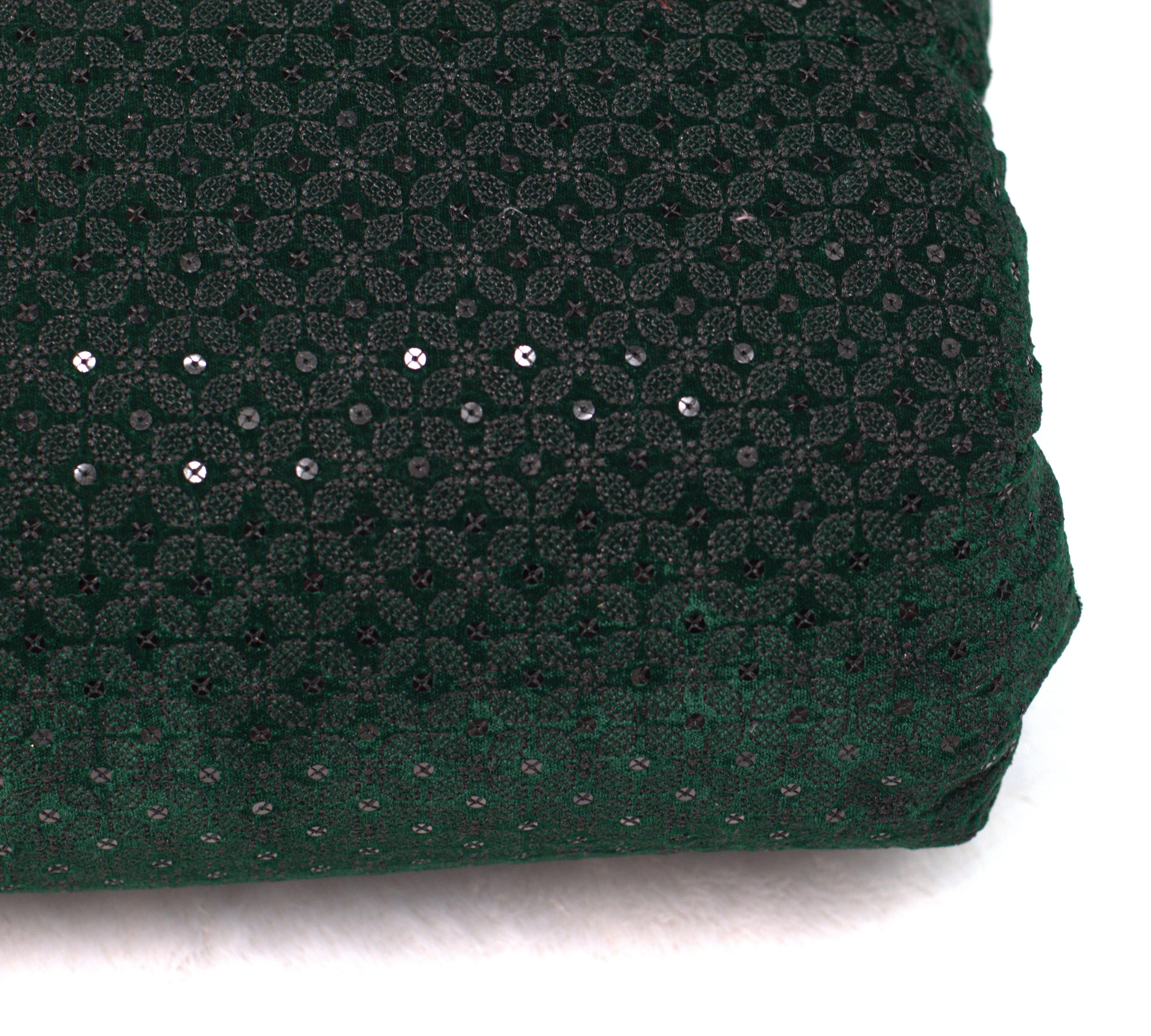Luxury Dark Green Velvet Work Dress Material – 44 Inch Width-Length: 3 Meters - Main Product Image - Nushio