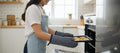 Premium Quilted Heat Resistant Oven Gloves – Grey Cotton Kitchen Mitts (Set of 2)