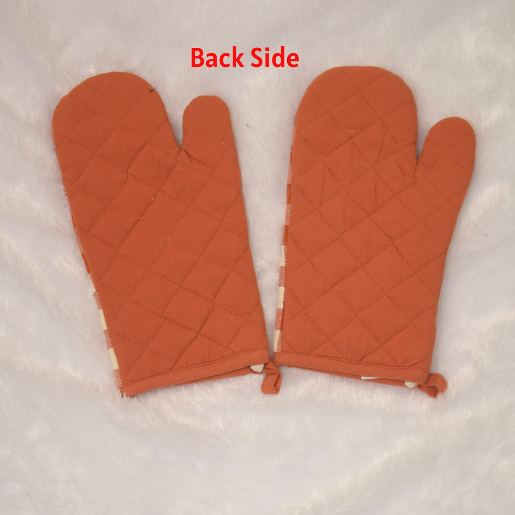 Rustic Checkered Cotton Oven Gloves – Set of 2