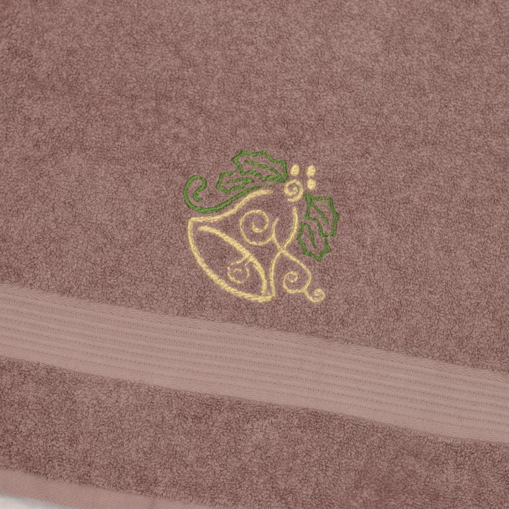 Christmas Bell Embroidered Turkish Hand Towel - 19x38 Inch