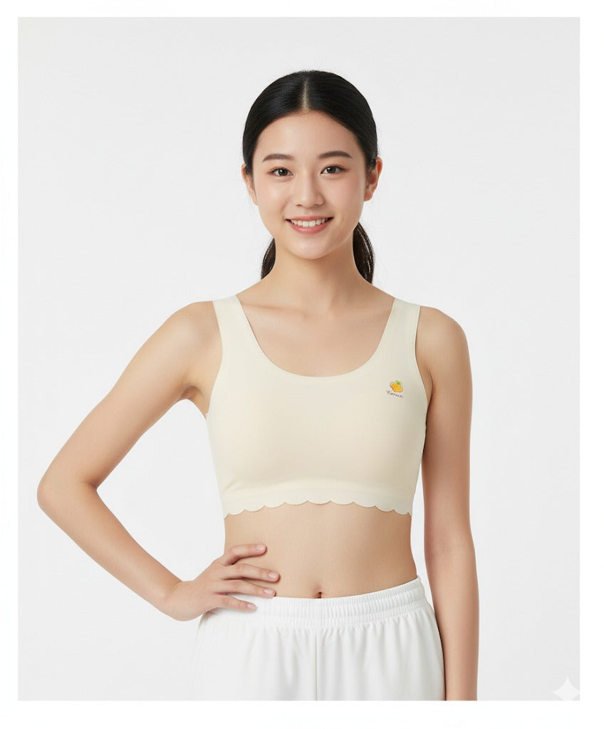 Soft Scallop Camisole Bra – Light Comfort with Floral Detail