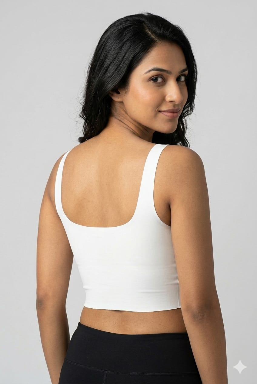 Women’s  White Bra Top – Soft Stretch Sleeveless Crop Camisole