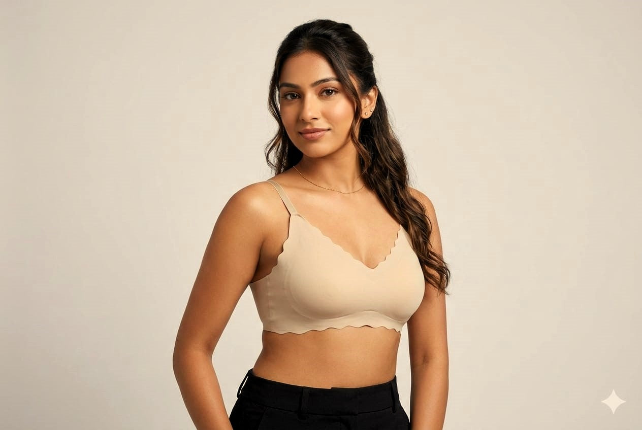 Seamless Nude Everyday Comfort Bra for Women – Lightly Padded, Wire-Freesize