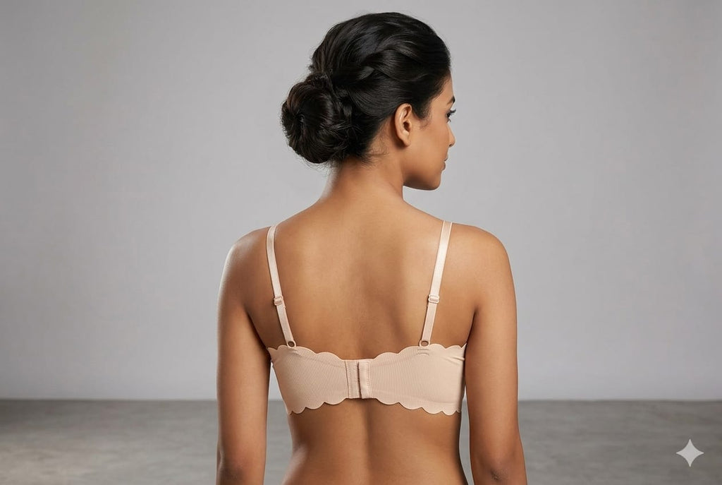 Women’s Ribbed Seamless Scallop Edge Bralette – Soft Stretch Padded freesize