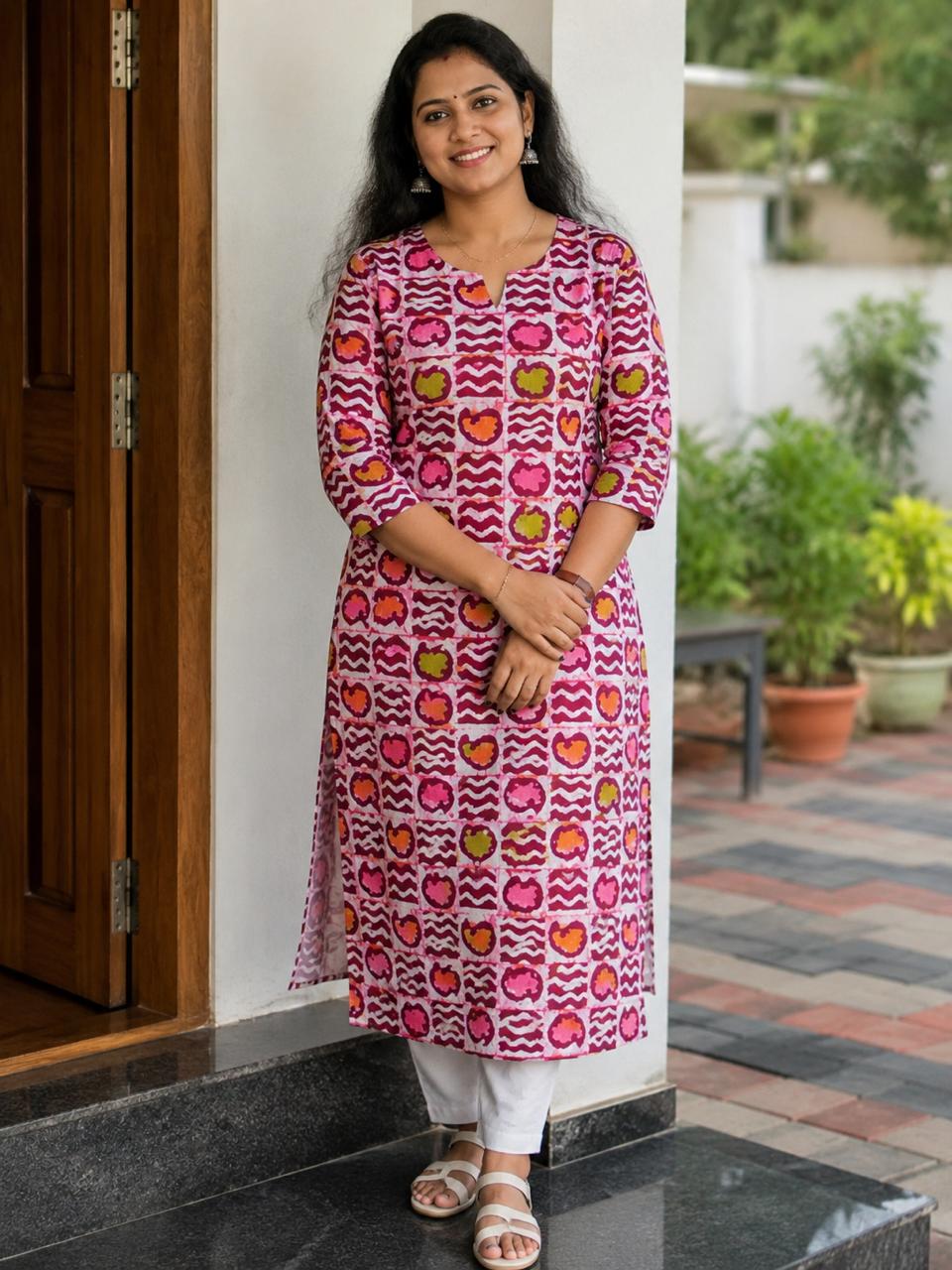 Soft Cotton Printed Dress Material Fabric – Multicolor Abstract Block Print | 44" Width | 2.5 Meter Cut