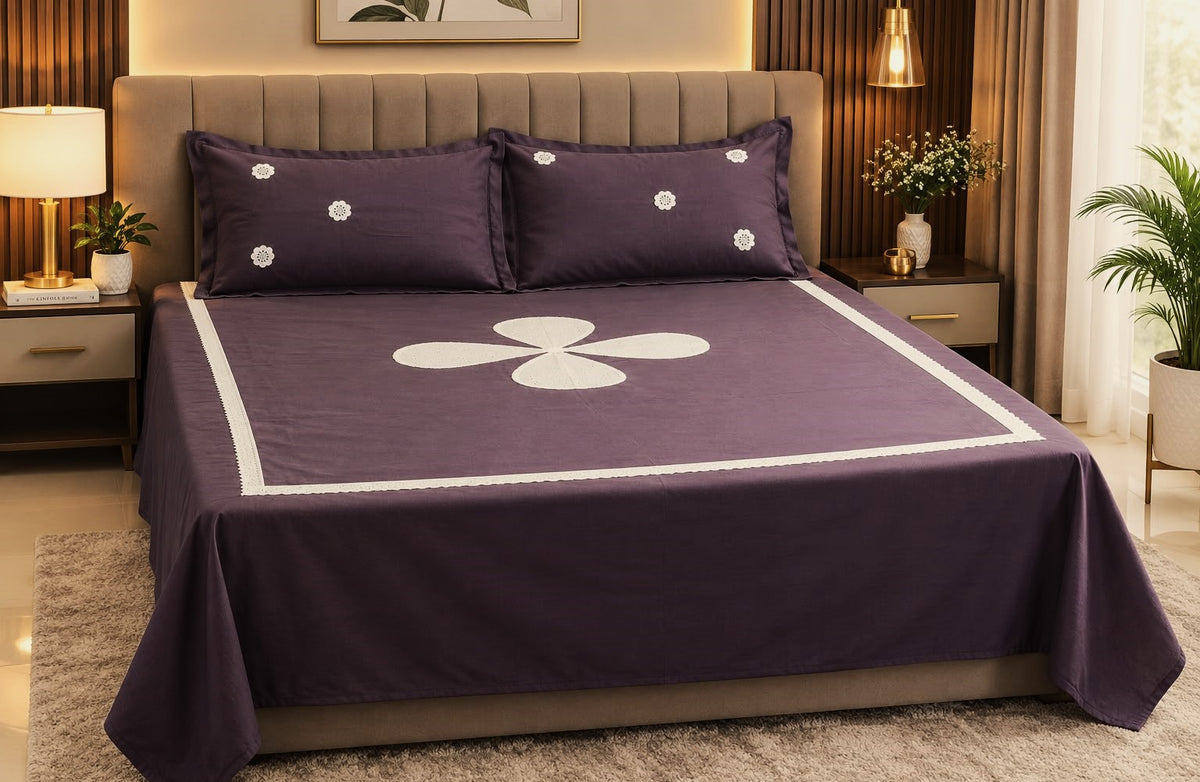 Premium Mauve Floral Embroidered King Size Bedspread with Pillow – Nushio by Pulpel