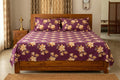 Deep Purple Floral Print Queen Size Cotton Blend Bedsheet with 2 Pillow Covers (90x100 inches)
