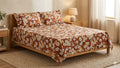 Autumn Bloom Floral Queen Size Cotton Bedsheet with Pillow Covers
