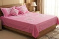 Queen Size Pink Floral Embroidered Bedspread Set with Pillow & Cushions– 90 x 100 Inches