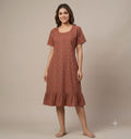 Soft Cotton Printed Knee Length Nighty for Women | Round Neck | Comfortable Daily Wear