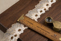 Floral Embroidered Net Lace Trim – White & Beige | 10 Yards (9.1 m) Decorative Sewing & Craft Lace