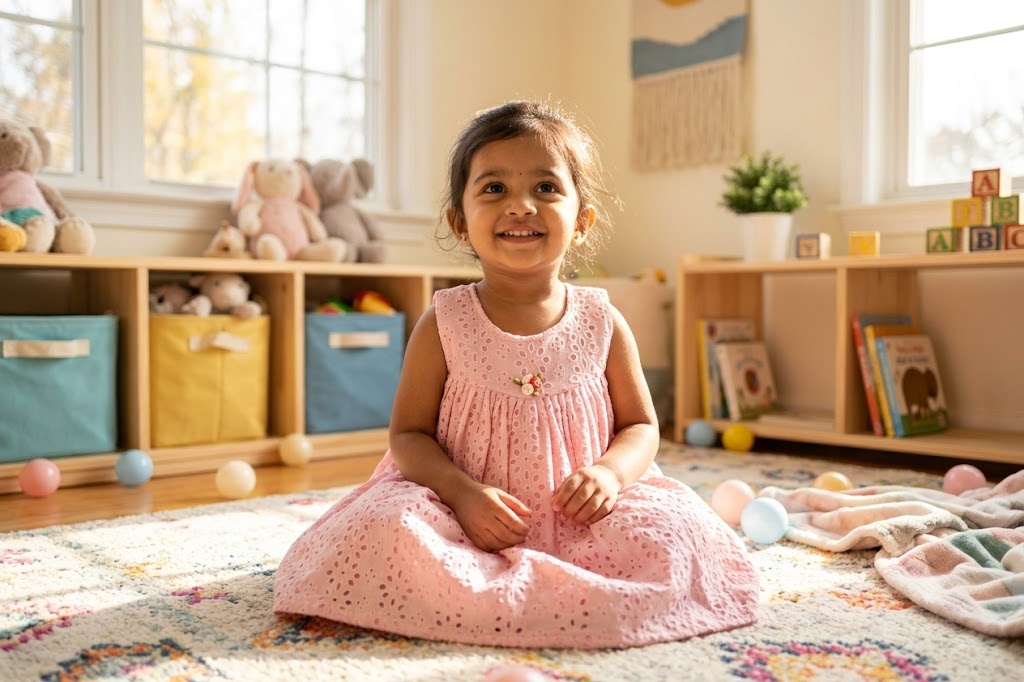 Baby Pink Cotton Hakoba Baby Frock
